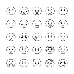 Canvas Print - bundle of emojis faces set icons