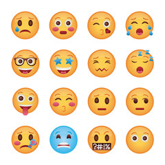 Canvas Print - bundle of emojis faces set icons