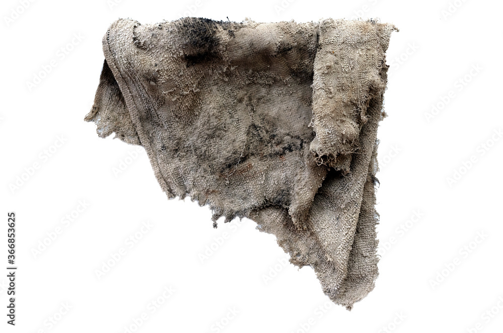 Dirty Rag Pattern Old dirty torn rag isolated on white background. Cleaning rag. Stock ...