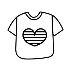 Poster - heart love with stripes in shirt line style icon