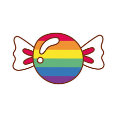 Sticker - sweet candy gay flag line and fill style icon