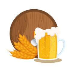 Sticker - Isolated glass of beer and barrel vector design