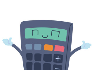 Poster - calculator with happy face cartoon