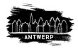 Antwerp Belgium City Skyline Silhouette. Hand Drawn Sketch.