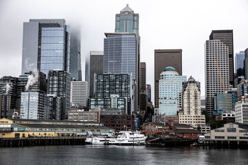 Foggy Seattle skyline