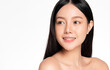 © kitthanes  - close up Beautiful Young asian Woman with Clean Fresh Skin, on white background, Face care, Facial treatment, Cosmetology, beauty and spa, Asian women portrait