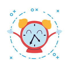 Sticker - clock with happy face cartoon