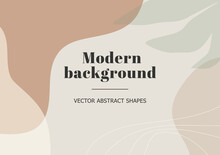 Fashion Stylish Templates With Organic Abstract Shapes And Line In Nude Pastel Colors. Neutral Background In Minimalist Style. Contemporary Vector Illustration