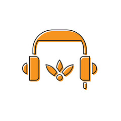 Poster - Orange Headphones for meditation icon isolated on white background. Vector.