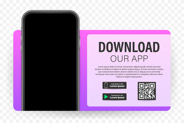 Poster - Download page of the mobile app. Empty screen smartphone for you app. Download app. Vector stock illustration