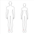 © Vectoressa - Women and men to do ankle measurement fashion Illustration for size chart. 7.5 head size girl and boy for site or online shop. Human body infographic template for clothes.