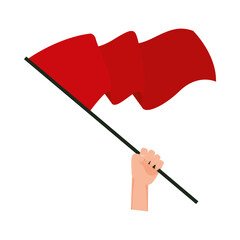 Wall Mural - hand waving red flag isolated icon