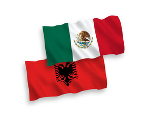 Flags of Mexico and Albania on a white background