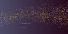 Background With Gold Glitter To Place The Inscription. Poster With Lines Consisting Of Particles.