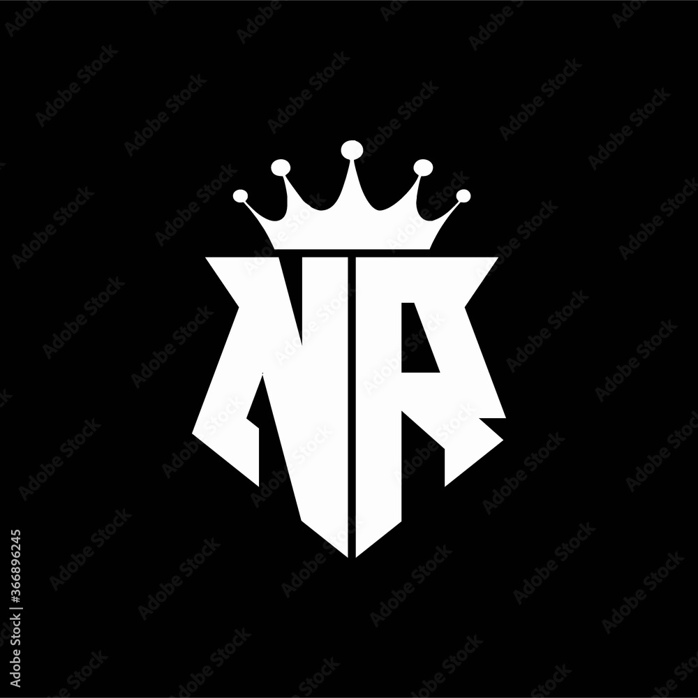 nr logo monogram shield shape with crown design template Stock Vector ...