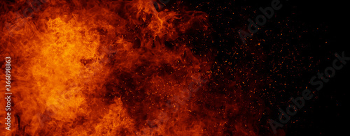 Fotomural Panoramic view fire on isolated background