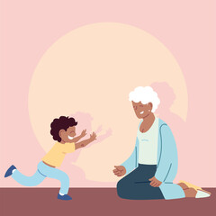 Sticker - grandmother with grandson, happy grandparents day