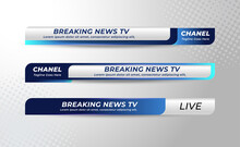 Set Of Broadcast News Lower Thirds Banner Template For Television, Media Channel, Video. Vector Illustration