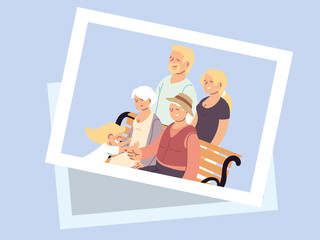 Wall Mural - happy grandparents day poster with photo of happy family