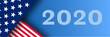Presidential election banner with USA symbols. Presidential election 2020. Election banner Vote 2020 with Patriotic Stars.