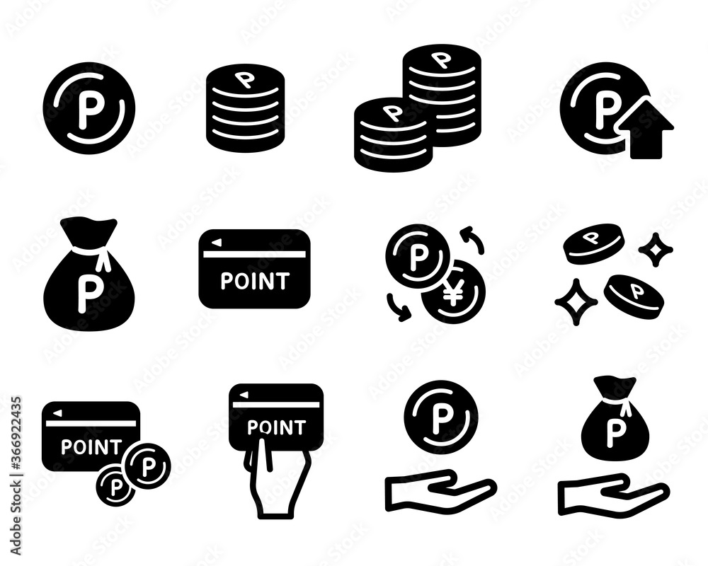 ポイント関連のアイコンのセット／ポイントカード／コイン／買い物 の Stock イラスト | Adobe Stock