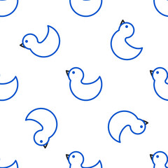 Sticker - Line Rubber duck icon isolated seamless pattern on white background. Colorful outline concept. Vector.