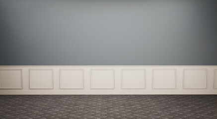 empty room interior with gray and white wall. room mockup stylish, modern room interior 3d render background