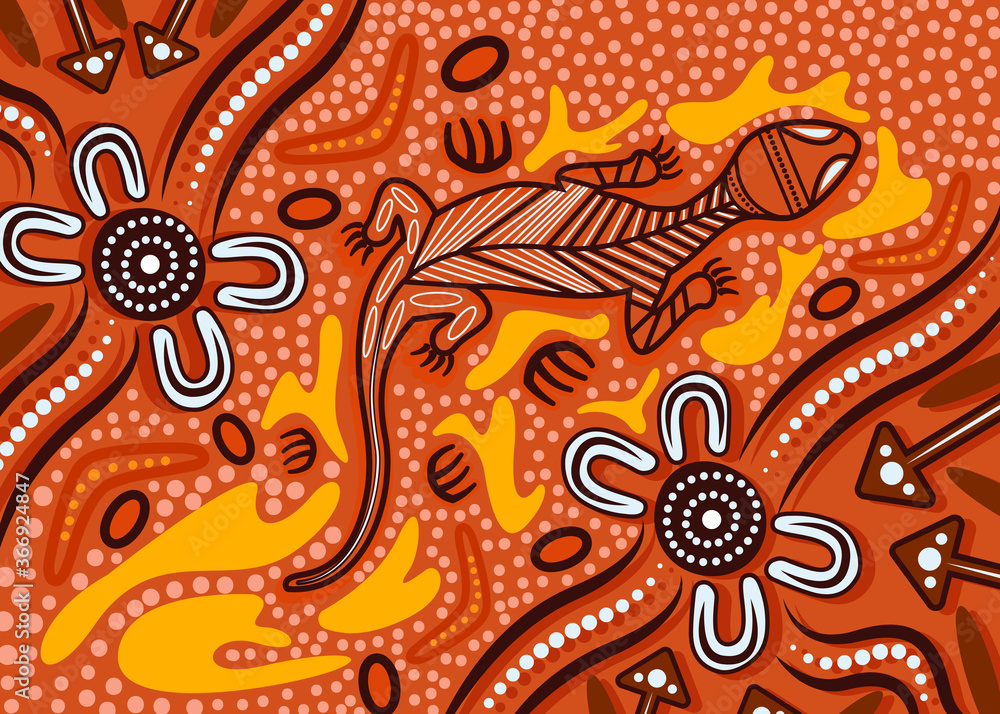 Aboriginal dot art vector background Stock Vector | Adobe Stock