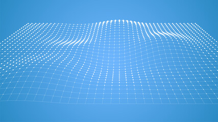 wireframe vector landscape. 3d render. white perspective grid on blue background. computer surface