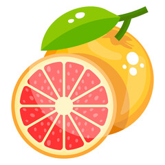 Sticker - 
Citrus fruit rich in vitamin C, an grapefruit icon flat design 

