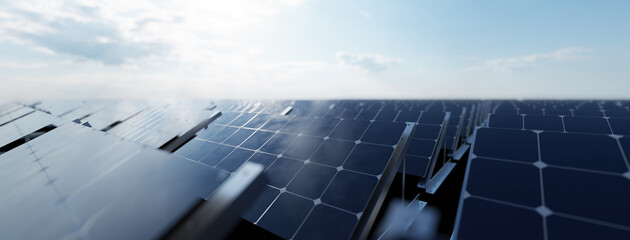Solar panels array system. Photovoltaic, clean energy technology
