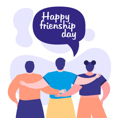 Wall Mural - friendship day celebration with young people and speech bubble