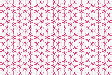 Seamless fuchsia and white geometric dot and dash pattern grid