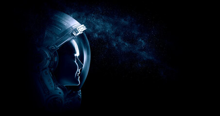 Wall Mural - astronaut at spacewalk . mixed media