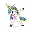 Unicorn doing the dab dance move, funny vector design