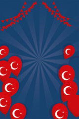 Sticker - turkey flags country in balloons helium