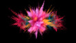 Abstract coloured powder explosion on black