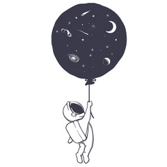astronaut and space balloon