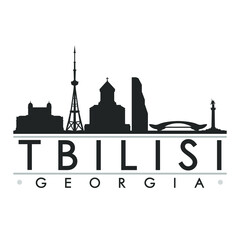 Tbilisi Skyline Silhouette Design City Vector Art Famous Buildings.