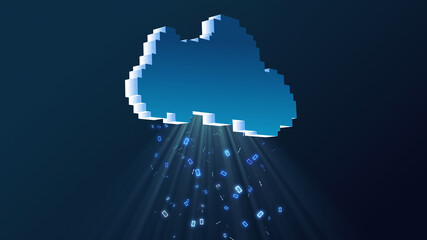 Wall Mural - loading data from computer cloud on black