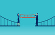 © Feodora - Vector of a businessman and a businesswoman connecting the bridge with a missing part