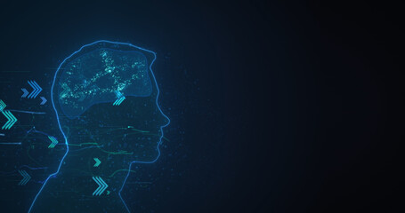 Wall Mural - glowing profile of a person receiving digital data