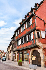 Canvas Print - Traditional half-timbered houses in Obernai - Bas-Rhin, France