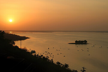 Wall Mural - Beautiful sunset on the upper lake, Bhopal, Madhya Pradesh, India.