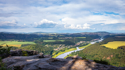 hills clouds landscape saxony