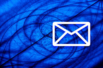 Wall Mural - Email icon vortex spiral blue background illustration