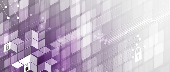 internet digital security technology concept for business background. Lock on circuit board