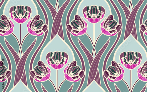 Dekoracja na wymiar  art-nouveau-wzor-z-kwiatow-tulipanow