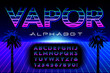 A Stylized Alphabet Constructed with Horizontal Strokes. This Font is in the Style and Color Palette of Vaporwave or Synthwave Graphics