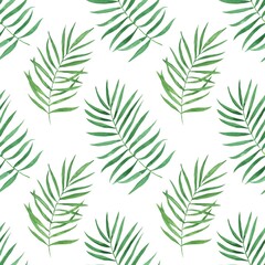  Seamless floral pattern, Tropical pattern. Beach and jungle seamless pattern. Surfing and relax fashion. Rainforest canopy. Green tropical leaves